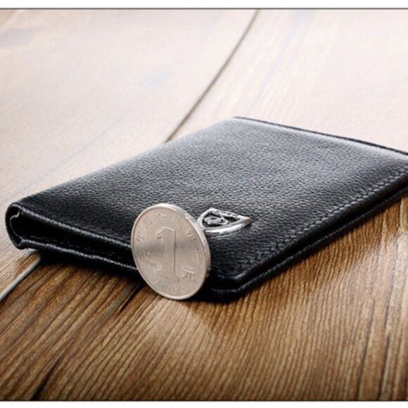 New Men's Leather Bifold ID Credit Card Holder Mini Wallet Thin Purse Billfold - Picture 4 of 7